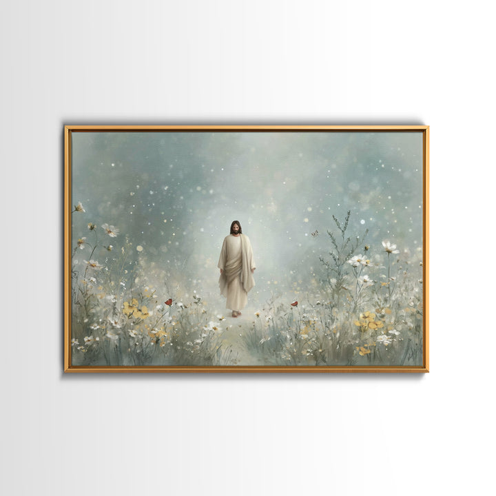 Heavenly Walk, Framed Canvas Print, Christian Wall Art, Christian Art Canvas, Jesus Painting, Modern Christian Art, Christian Christmas Art