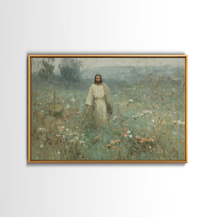 Silent Meadow – Framed Canvas Print – Christian Wall Art – Christian Art Canvas – Jesus Painting – Moody Christian Art – Christmas Art Prin