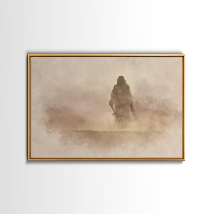 Desert Vision | Framed Canvas Print | Christian Art Canvas | Christian Wall Art | Jesus Painting | Minimalist Christian Art | Christian Art