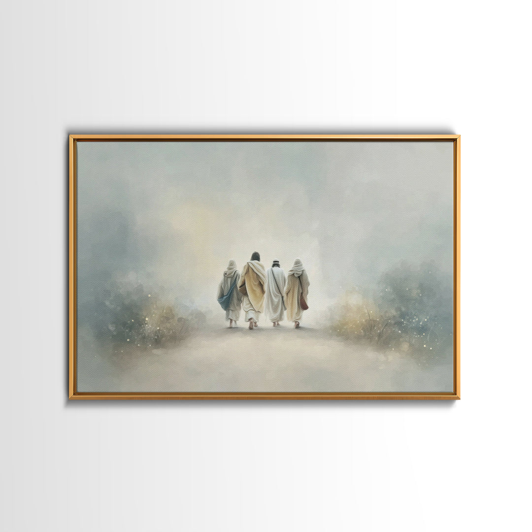 Walk Of Fellowship, Framed Canvas Print, Christian Art Canvas, Christian Wall Art, Jesus Painting, Christian Art, Modern Christian Painting