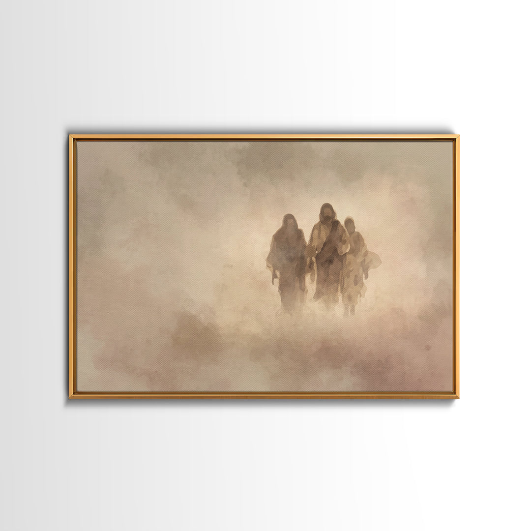 Pilgrim Companions – Framed Canvas Print – Christian Wall Art – Jesus Painting – Christian Art Canvas – Abstract Christian Art – Christian