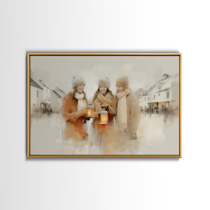Winter Lantern Light | Framed Canvas Print | Christmas Art Prints | Christian Christmas Art | Christmas Wall Art | Christmas Art Canvas | H