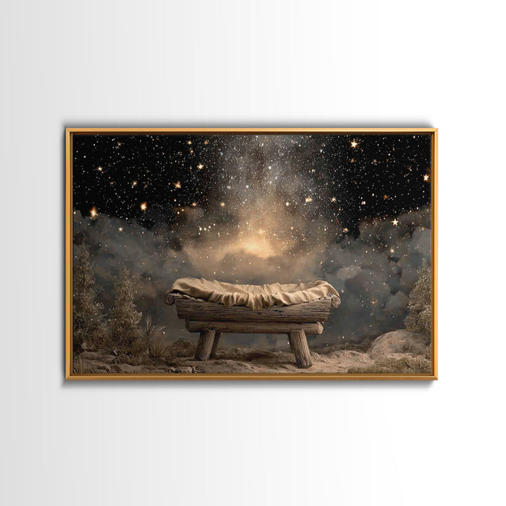Manger Glory, Framed Canvas Print, Christian Christmas Art, Nativity Art, Christian Wall Art, Christmas Art Prints, Christian Art Canvas