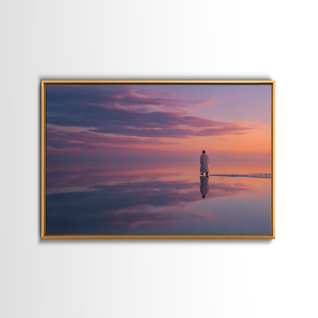 Twilight Walk of Peace – Framed Canvas Print – Christian Wall Art – Jesus Painting – Christian Art Canvas – Modern Christian Art – Christia