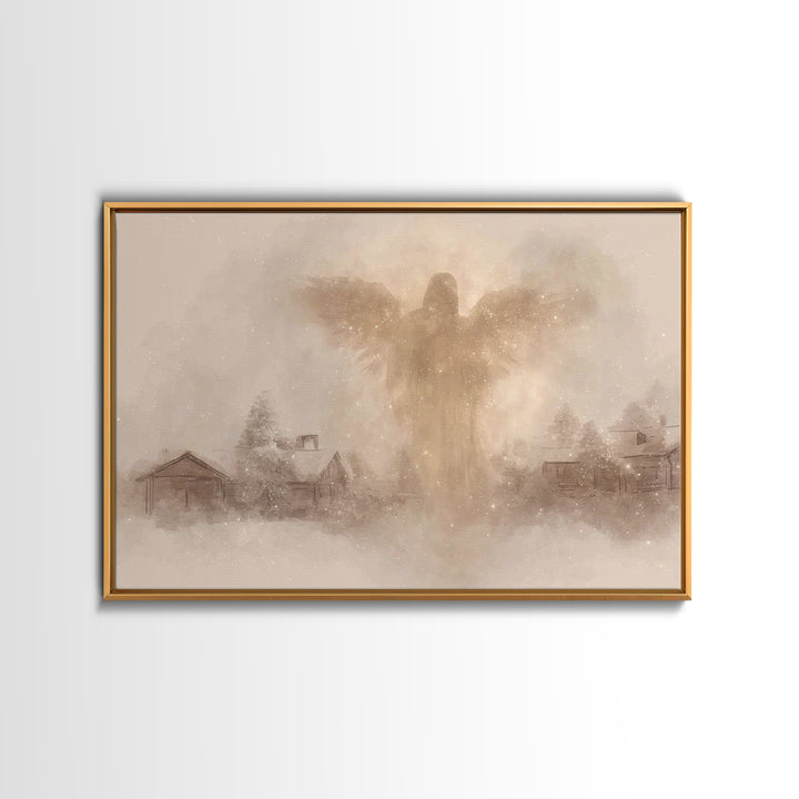 Winter Guardian – Framed Canvas Print – Christian Christmas Art – Moody Christmas Art – Christian Wall Art – Christmas Art Prints