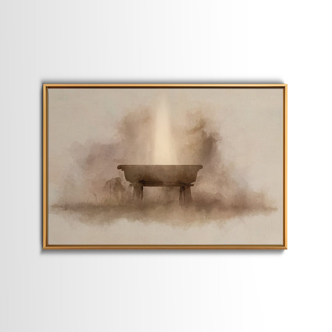 Manger Light – Framed Canvas Print – Christian Wall Art – Christian Art Canvas – Christmas Art – Christian Christmas Art – Christian Decor