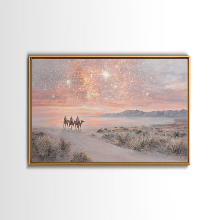 Desert Star Journey – Framed Canvas Print – Christian Christmas Art – Christian Wall Art – Christmas Art – Christian Art Canvas – Christian