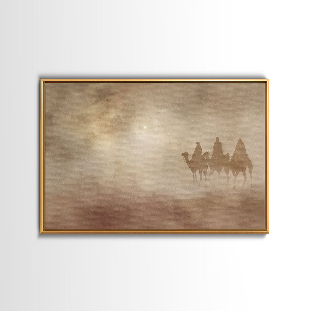 Camel Nightwatch – Framed Canvas Print – Christian Christmas Art – Christian Art Canvas – Christian Wall Art – Christmas Art – Christian De