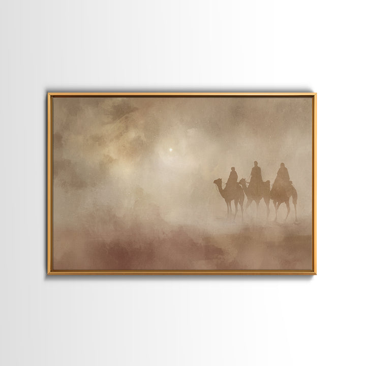 Camel Nightwatch – Framed Canvas Print – Christian Christmas Art – Christian Art Canvas – Christian Wall Art – Christmas Art – Christian De
