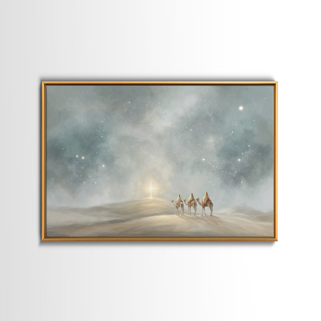 Hillside Star – Framed Canvas Print – Christian Christmas Art – Christian Wall Art – Christian Art Canvas – Christian Decor – Christmas Art