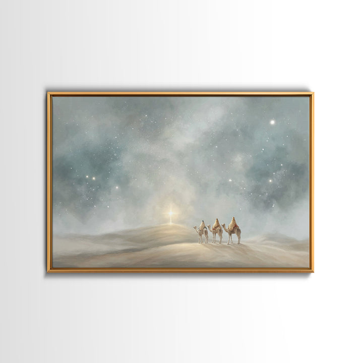 Hillside Star – Framed Canvas Print – Christian Christmas Art – Christian Wall Art – Christian Art Canvas – Christian Decor – Christmas Art