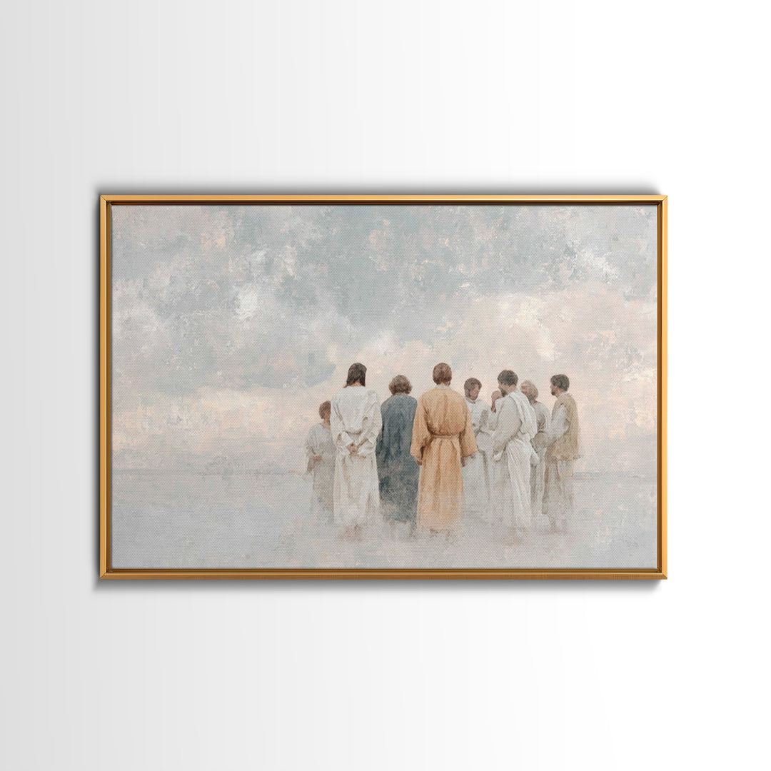 Celestial Gathering – Framed Canvas Print – Christian Wall Art – Jesus Painting – Christian Art Canvas – Christmas Art