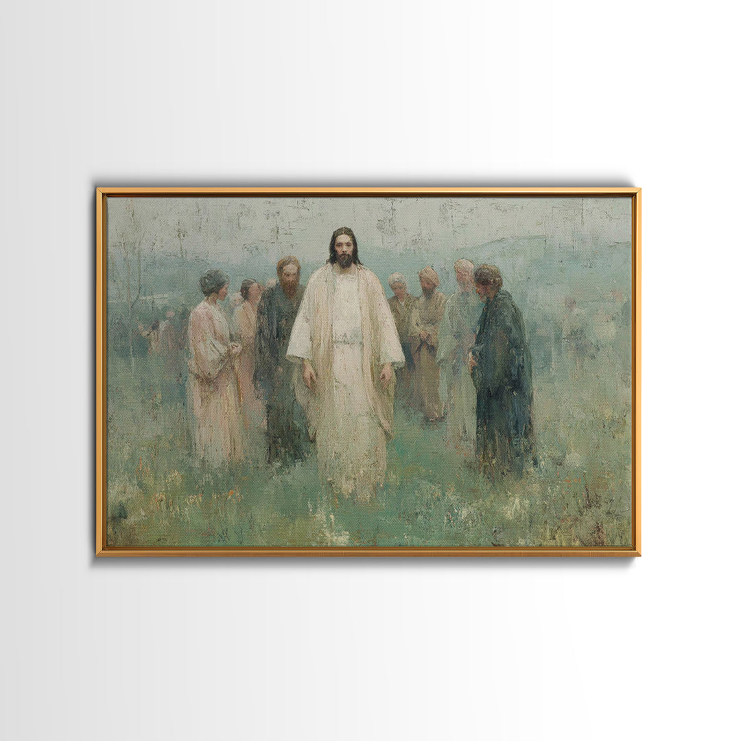 Sacred Meadow Light – Framed Canvas Print – Jesus Painting – Christian Wall Art – Christian Art Canvas – Christian Christmas Art