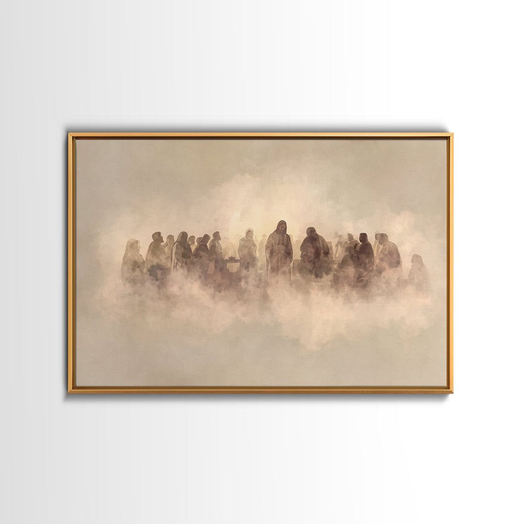 Cloudlit Assembly – Framed Canvas Print – Jesus Painting – Christian Art Canvas – Christian Wall Art – Christian Gift
