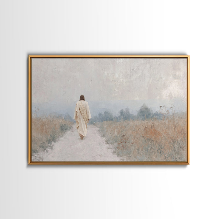 Quiet Path Light | Framed Canvas Print | Christian Art Canvas | Jesus Painting | Christian Wall Art | Minimalist Christian Art
