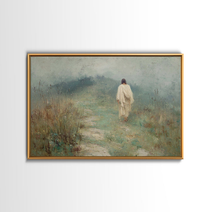 Misty Road Grace – Framed Canvas Print – Christian Art Canvas – Christian Wall Art – Jesus Painting – Moody Christian Art