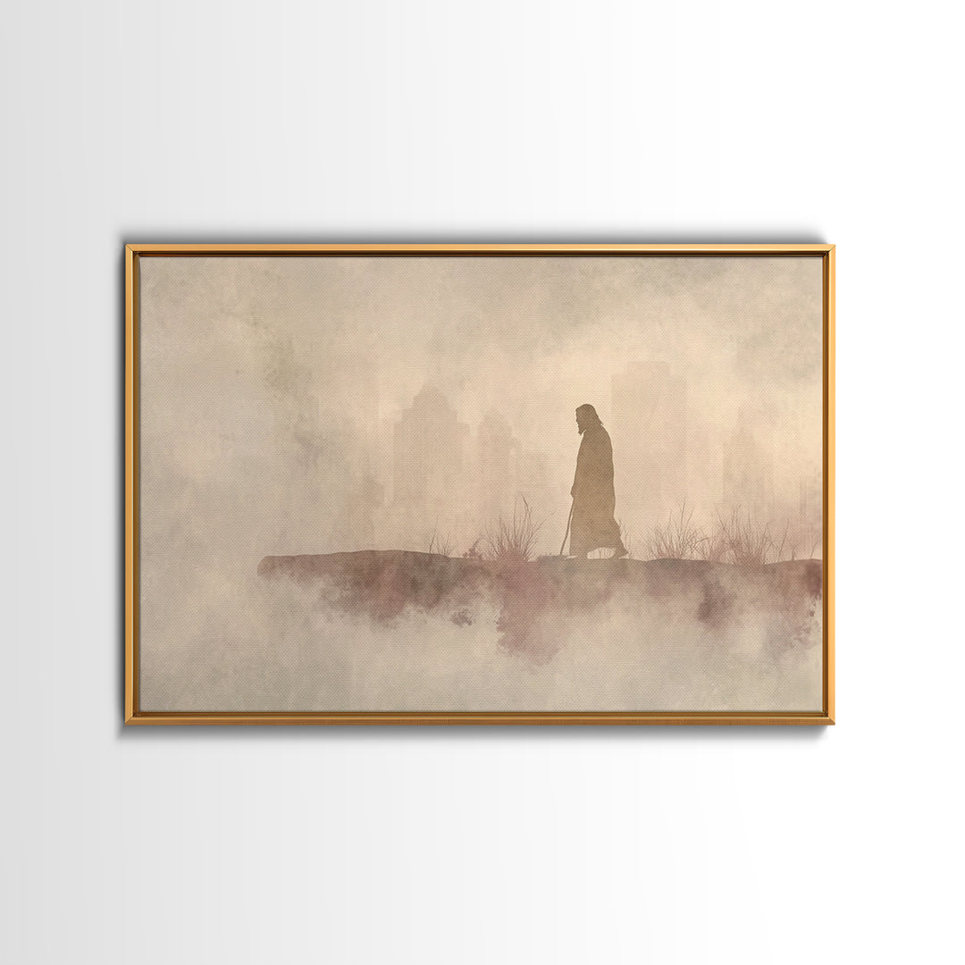 Urban Pilgrim, Framed Canvas Print, Christian Art Canvas, Jesus Painting, Christian Wall Art, Modern Christian Art