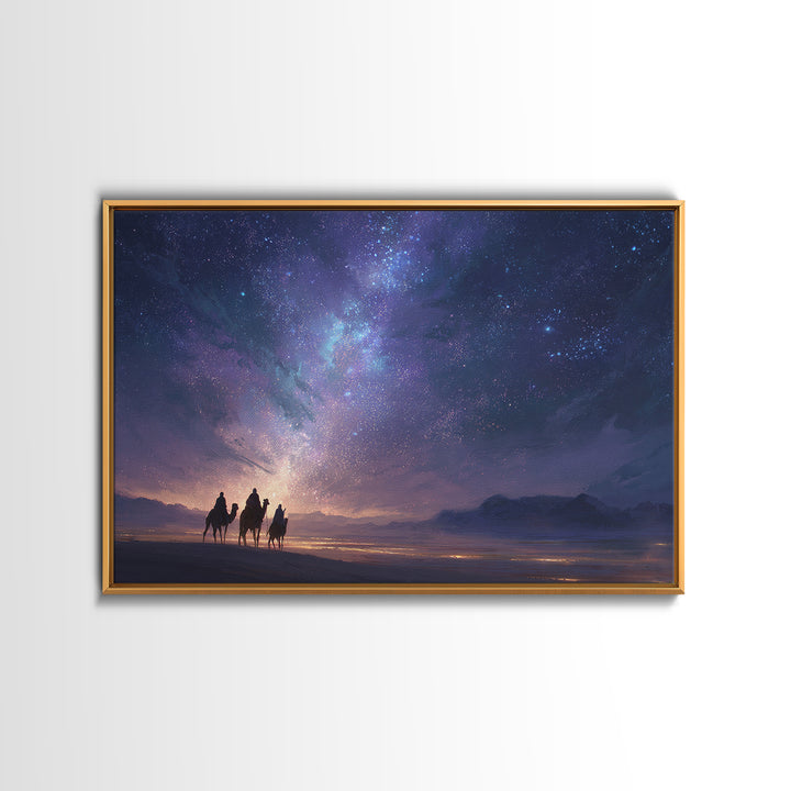 Night Journey – Framed Canvas Print – Christmas Art – Christian Wall Art – Christian Art Canvas – Jesus Painting – Christian Christmas Art