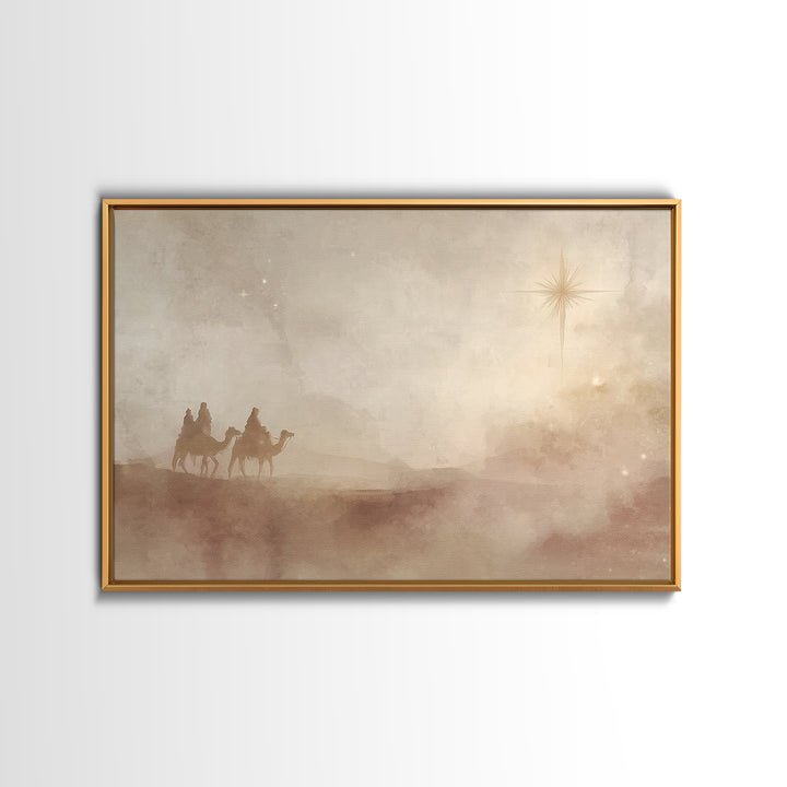 Desert Star Path – Framed Canvas Print – Christian Wall Art – Christian Art Canvas – Christmas Art – Christian Christmas Art – Christian Gi