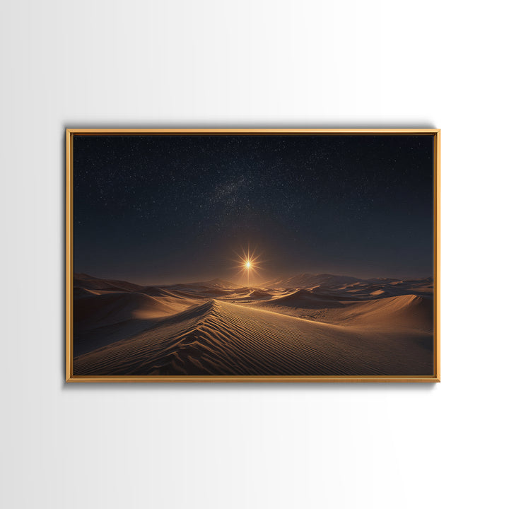 Midnight Radiance – Framed Canvas Print – Christian Wall Art – Christian Art Canvas – Christmas Art – Christian Christmas Art – Jesus Paint