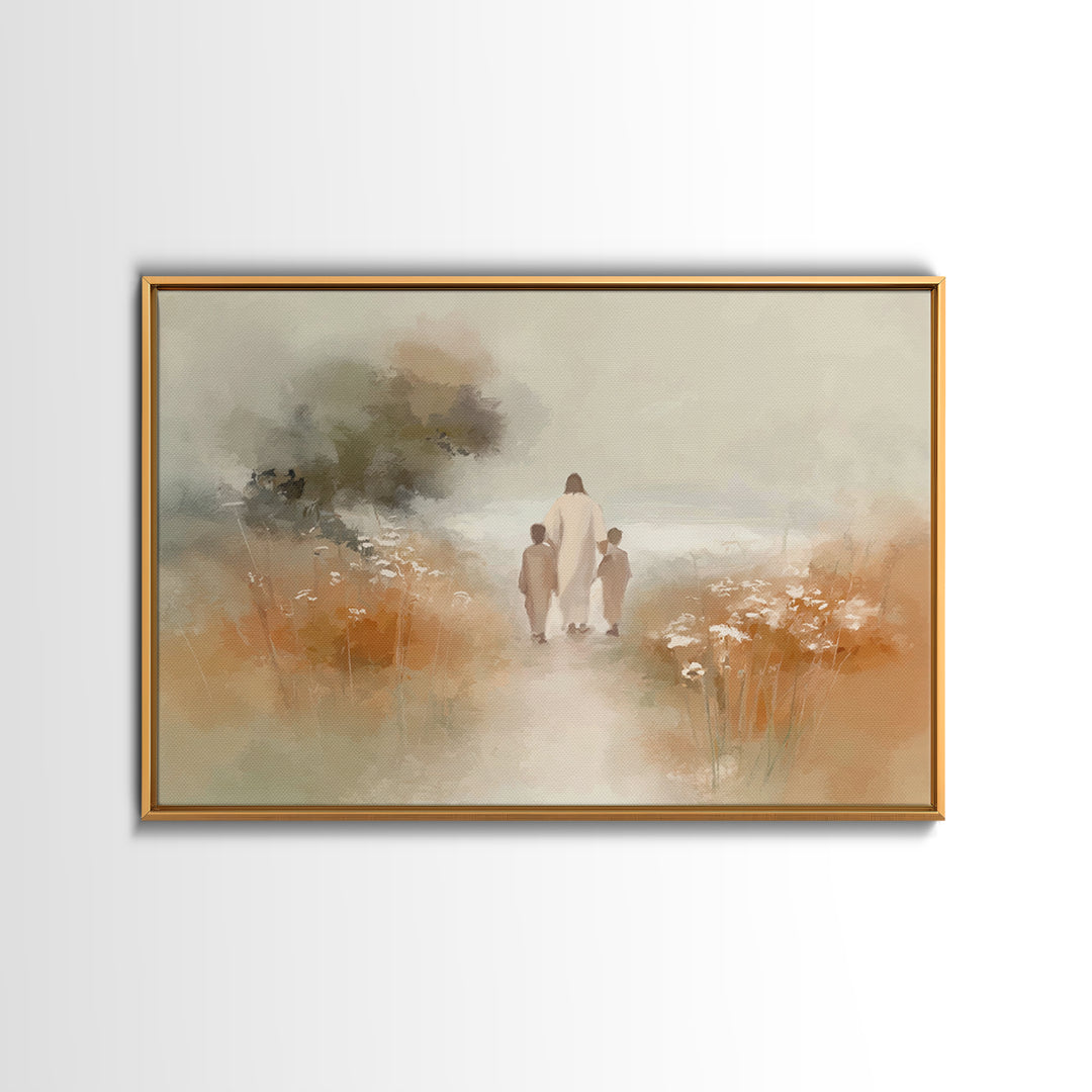 Radiant Garden Peace, Framed Canvas Print, Christian Wall Art, Jesus Painting, Christian Art Print, Christian Christmas Art