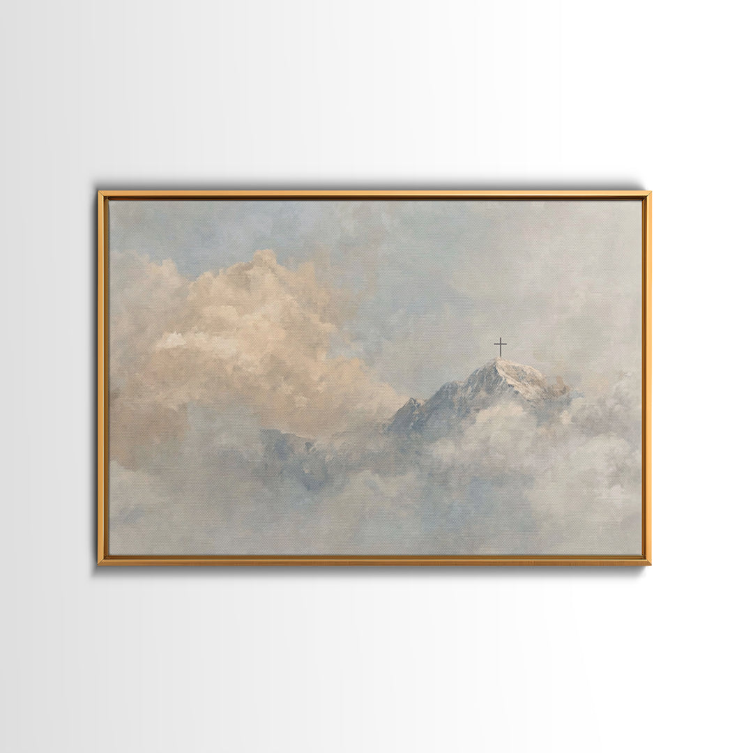 Heavenward Summit, Framed Canvas Print, Christian Art Canvas, Christian Wall Art, Subtle Christian Art, Large Christian Painting, Christian