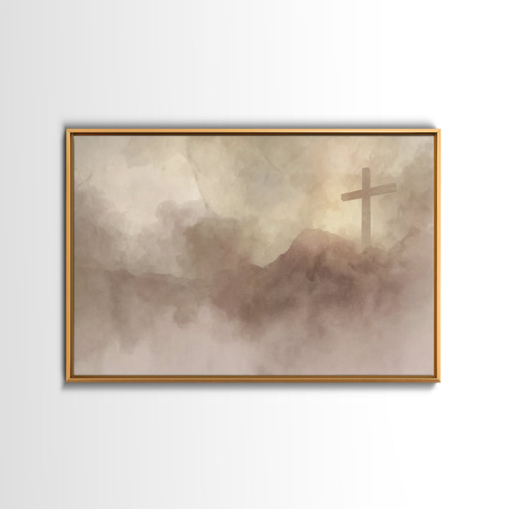 Heavenly Cross, Framed Canvas Print, Christian Wall Art, Modern Christian Art, White Christmas Art, Christian Christmas Art, Christian Deco