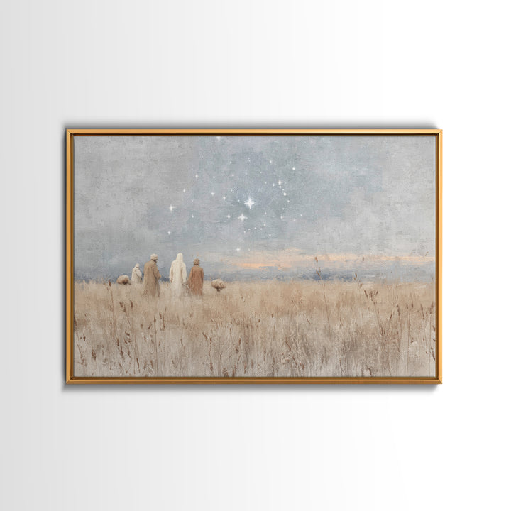 Starry Fields – Framed Canvas Print – Christian Christmas Art – Subtle Christian Art – Christian Art Prints – Pastoral Scenery – Christian