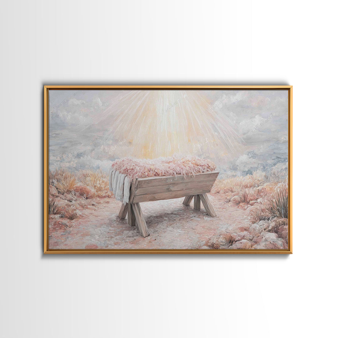Manger Light – Framed Canvas Print – Christian Wall Art – Christian Art Canvas – Christmas Art – Jesus Christmas Art – Christian Art