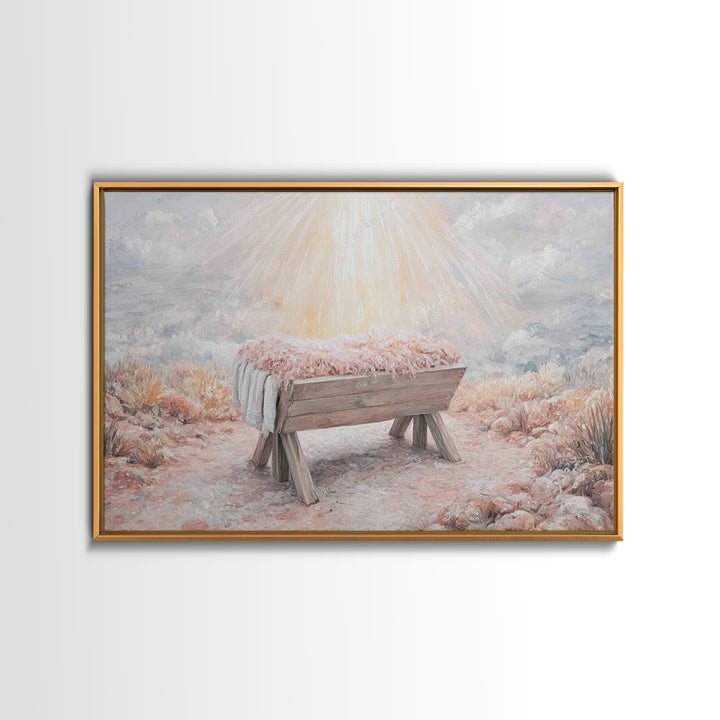 Manger Light – Framed Canvas Print – Christian Wall Art – Christian Art Canvas – Christmas Art – Jesus Christmas Art – Christian Art