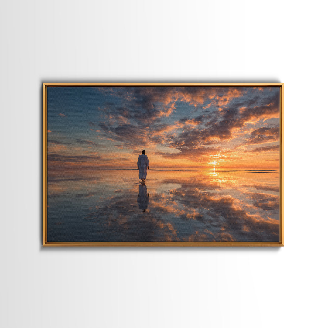 Sunrise Grace Path, Framed Canvas Print, Christian Art Canvas, Jesus Painting, Christian Wall Art, Large Christian Painting, Christian Art