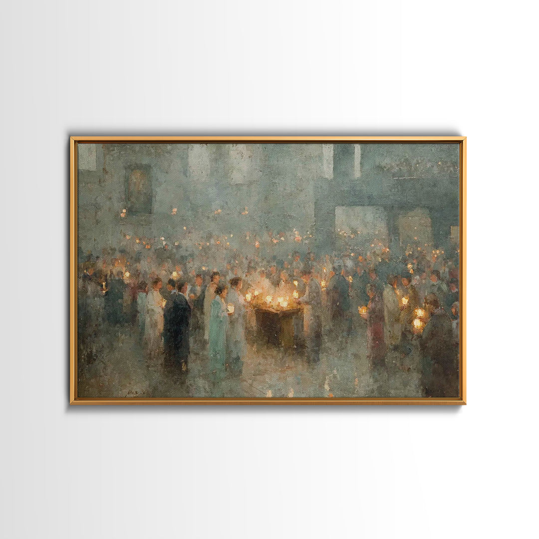 Sanctuary Gathering – Framed Canvas Print – Christian Art Canvas – Christian Wall Art – Vintage Christian Art – Christian Gift