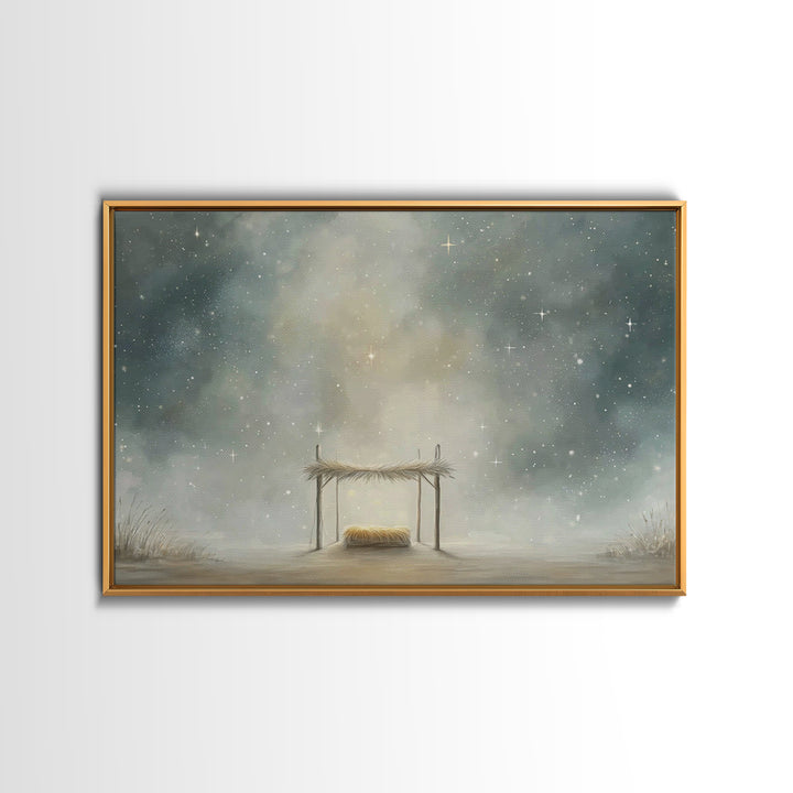 Heavenly Cradle – Framed Canvas Print – Christian Wall Art – Christian Art Canvas – Christmas Art – Christian Christmas Decor – Christian A