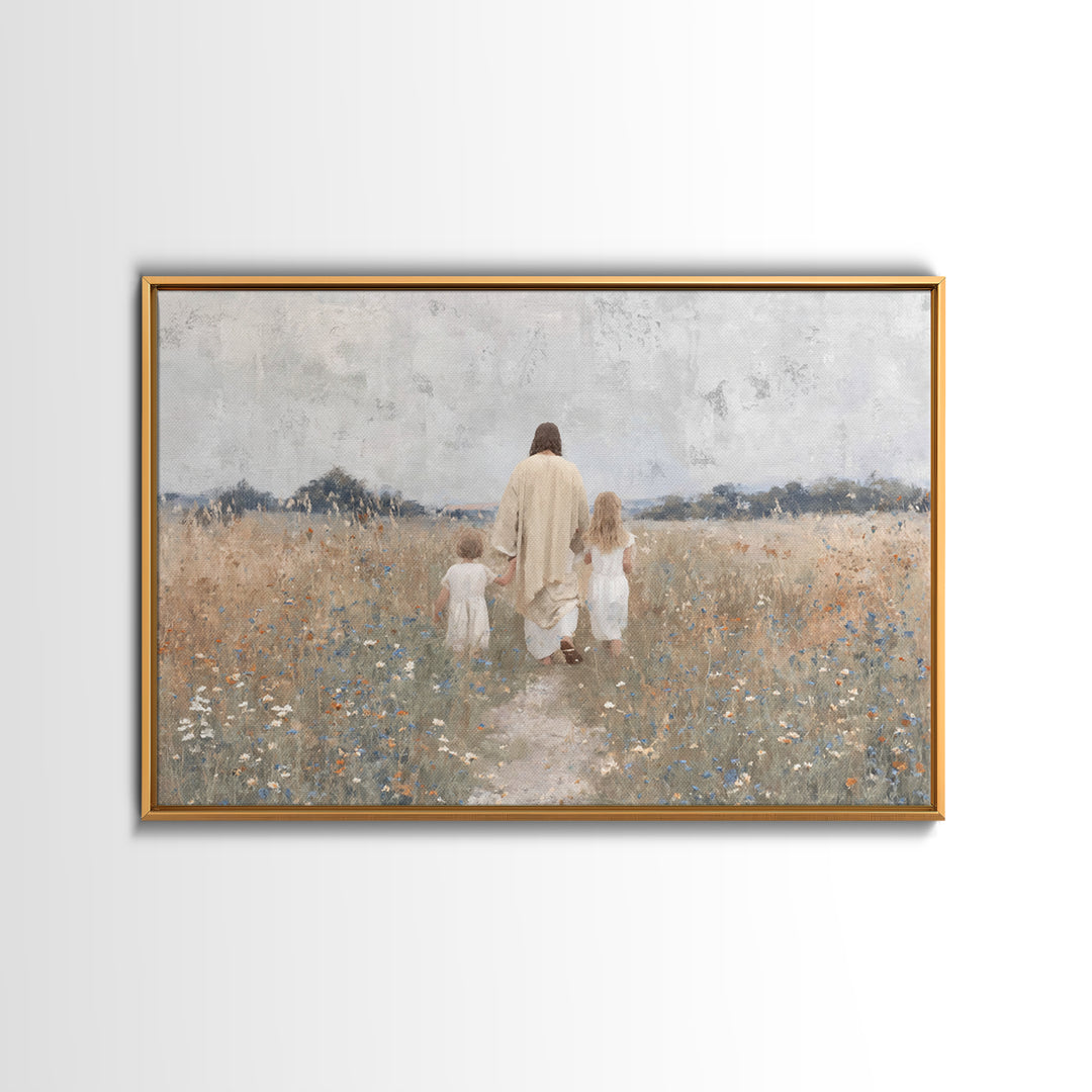 Path Of Peace – Framed Canvas Print – Christian Wall Art – Jesus Painting – Christian Art Canvas – Pastoral Scenery – Christian Christmas A
