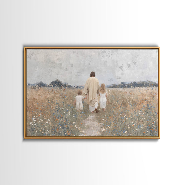 Path Of Peace – Framed Canvas Print – Christian Wall Art – Jesus Painting – Christian Art Canvas – Pastoral Scenery – Christian Christmas A