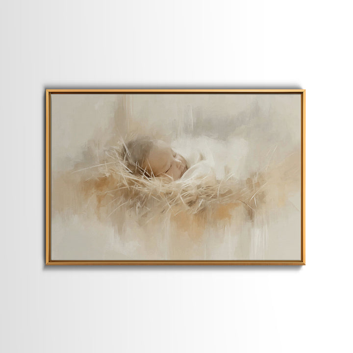 Gentle Nativity Still | Framed Canvas Print | Christian Art Canvas | White Christmas Art | Christian Christmas Art | Christian Wall Art | M