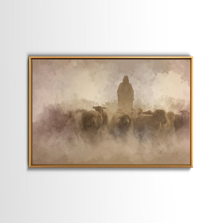 Silent Shepherd Path – Framed Canvas Print – Christian Art Canvas – Christian Wall Art – Jesus Painting – Christian Christmas