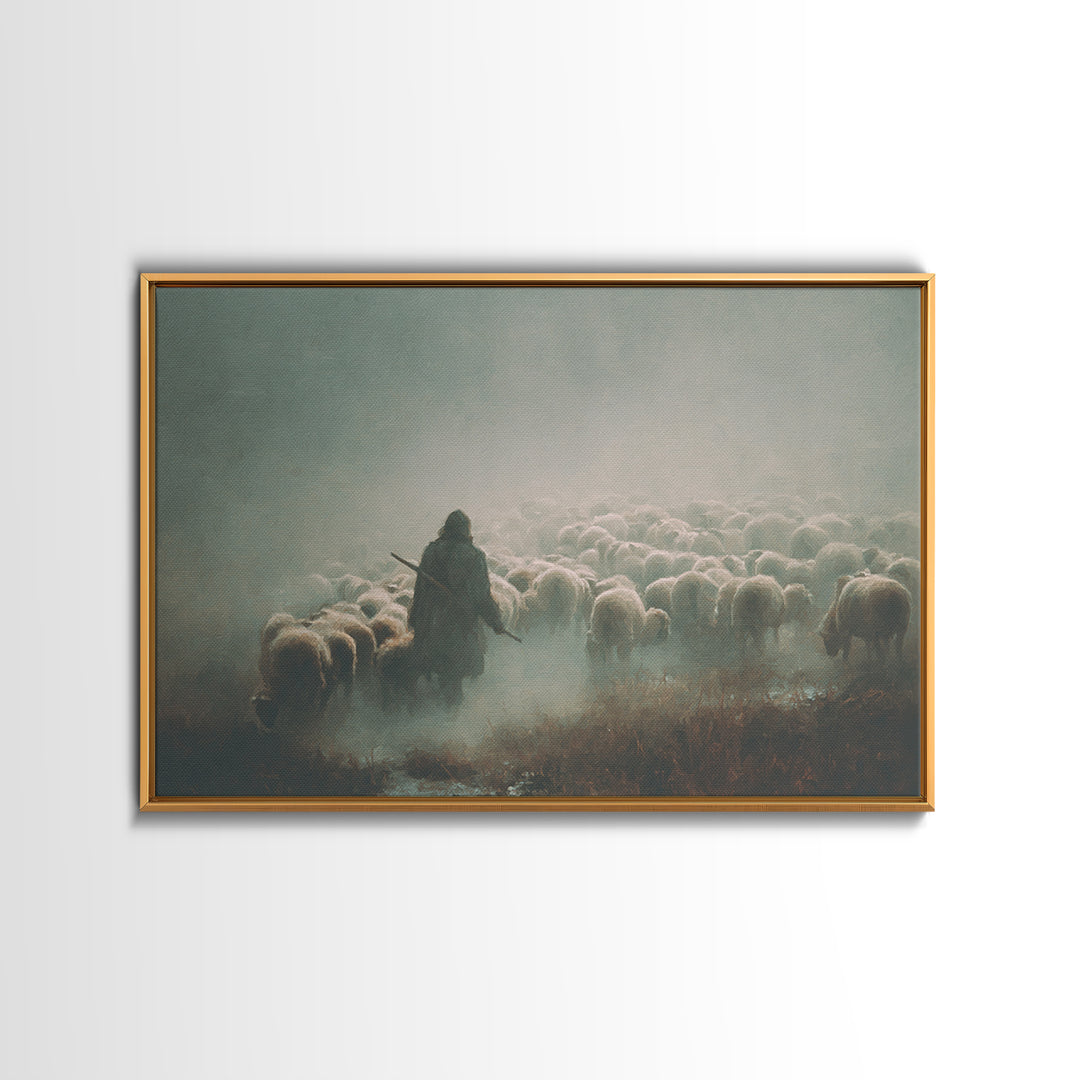 Desert Shepherd Peace | Framed Canvas Print | Christian Wall Art | Jesus Painting | Christian Art Canvas | Christmas Art