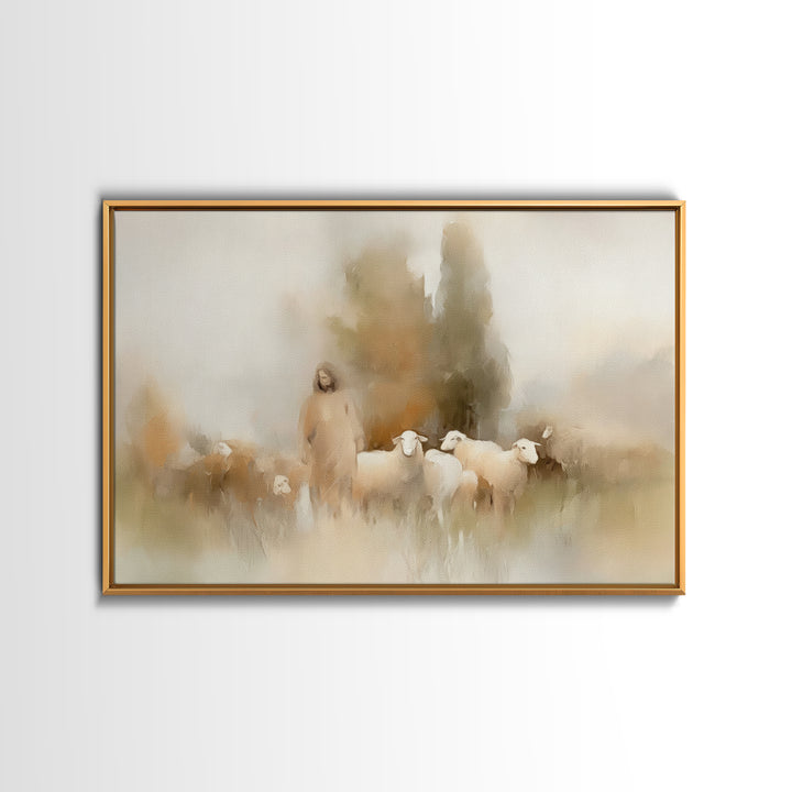 Shepherd’s Embrace – Framed Canvas Print – Christian Art Canvas – Christian Wall Art – Jesus Painting – Christmas Art