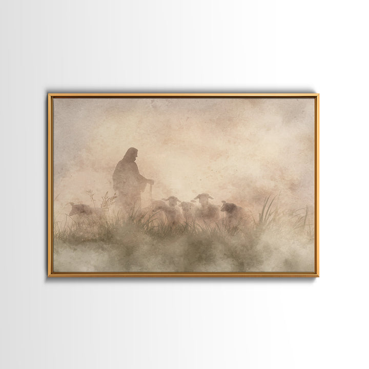 Radiant Pasture Grace – Framed Canvas Print – Christian Wall Art – Christian Art Canvas – Jesus Painting – Christmas Art