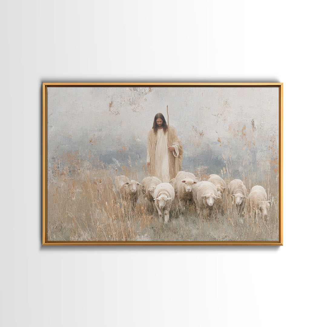 Grace In The Meadow – Framed Canvas Print – Christian Wall Art – Christian Art Canvas – Jesus Painting – Christian Christmas Art