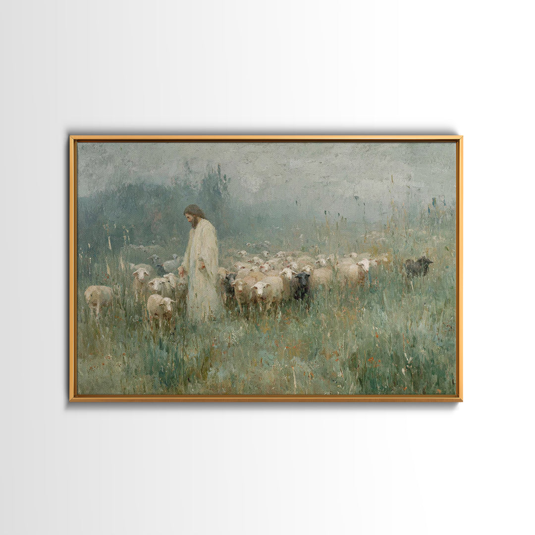 Pasture Of Peace | Framed Canvas Print | Christian Art Canvas | Christian Wall Art | Jesus Painting | Christian Art