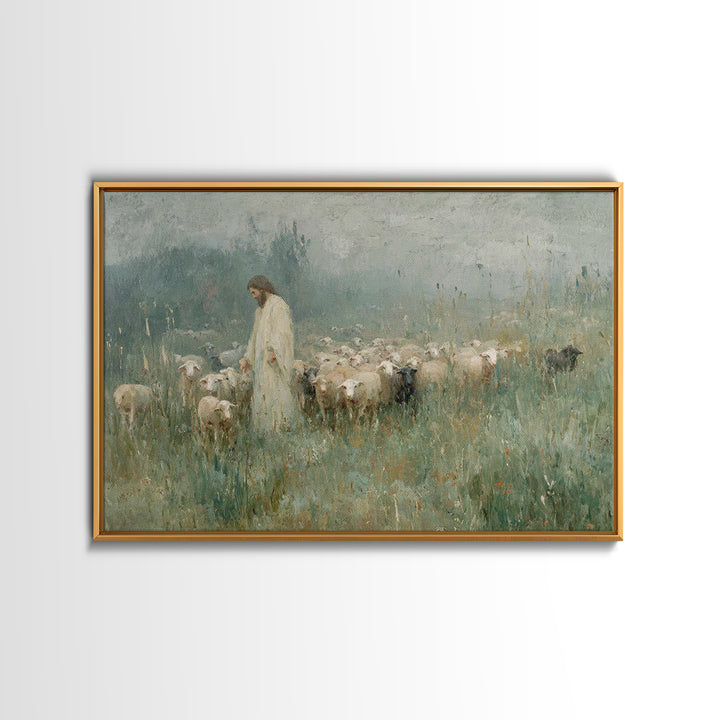 Pasture Of Peace | Framed Canvas Print | Christian Art Canvas | Christian Wall Art | Jesus Painting | Christian Art