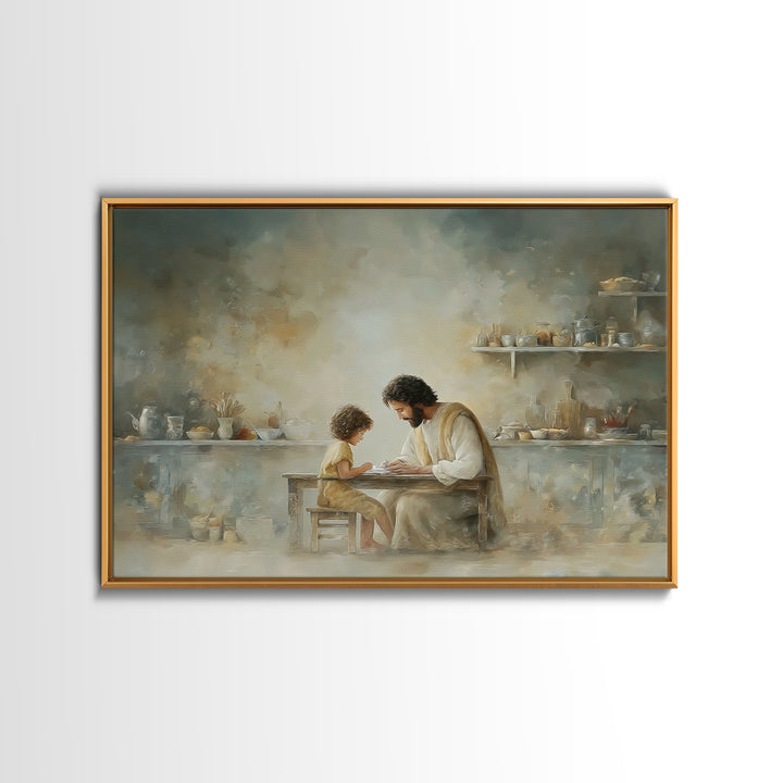 Bread Of Blessing, Framed Canvas Print, Christian Art Canvas, Jesus Painting, Christian Wall Art, Modern Christian Art, Christian Decor