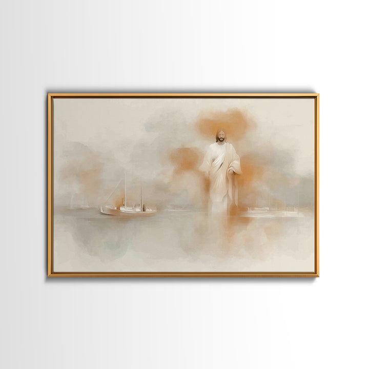 Calm Sea Promise, Framed Canvas Print, Christian Art Canvas, Jesus Painting, Christian Wall Art, Large Christian Art, Christian Gift Ideas