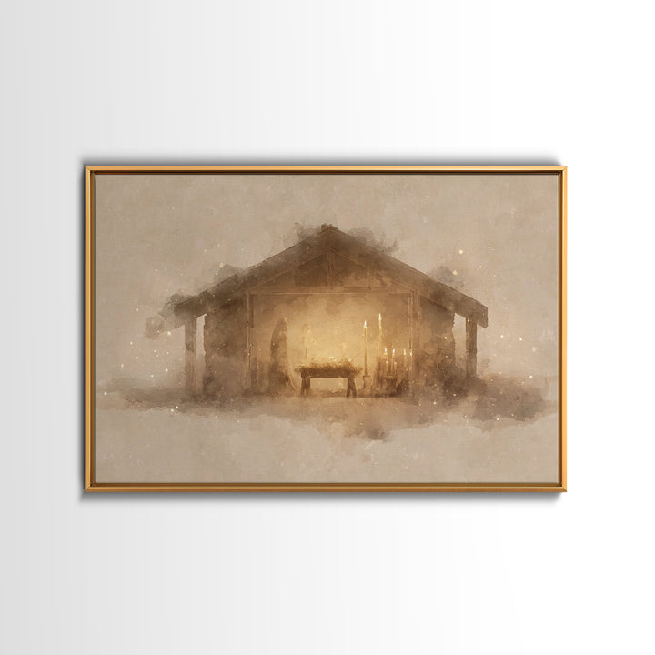 Stable Of Peace – Framed Canvas Print – Christian Wall Art – Christian Art Canvas – Christmas Art – Christian Christmas Decor – Christian A