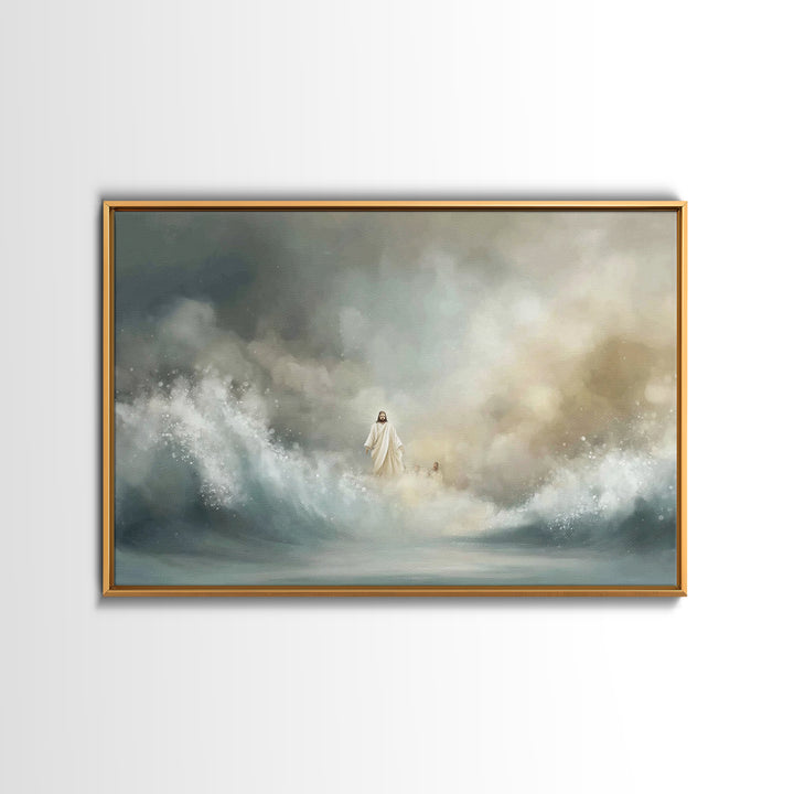 The Guiding Tide – Framed Canvas Print – Jesus Painting – Christian Wall Art – Christian Art Canvas – Christian Christmas Art – Modern Chri