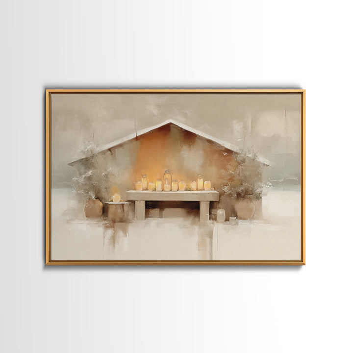 Humble Manger Stillness | Framed Canvas Print | Christian Wall Art | Christian Art Canvas | Christmas Art | Subtle Christian Art | Christia