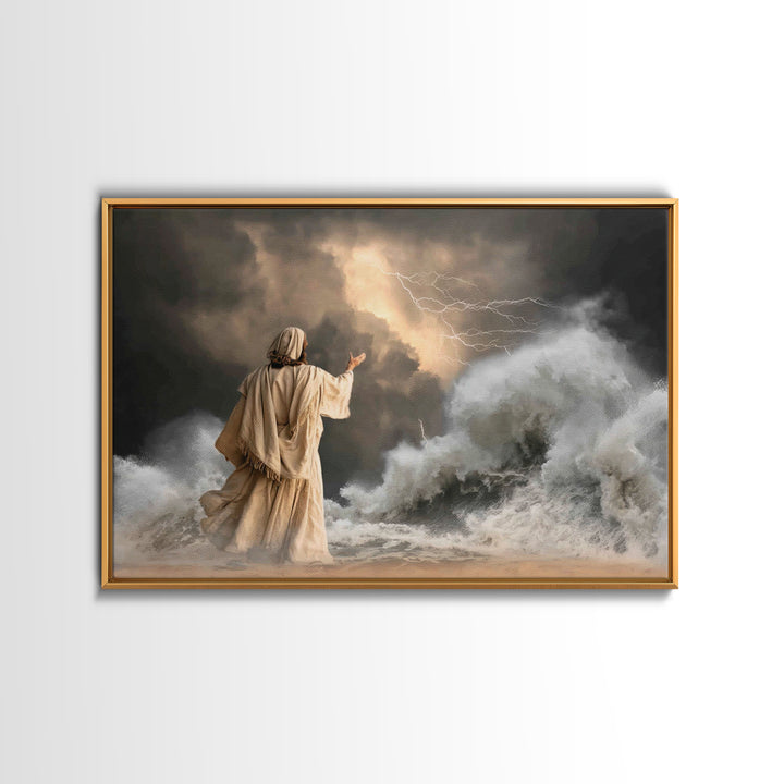 Thunderous Mercy | Framed Canvas Print | Christian Wall Art | Jesus Canvas Art | Christian Art Painting | Moody Christian Art | Christian D