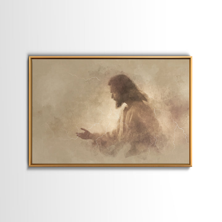 Radiant Mercy – Framed Canvas Print – Christian Art Canvas – Moody Christian Art – Jesus Art Print – Christian Wall Art – Unique Christian